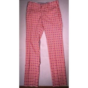 Louis Castel Gingham Golf Pants Mens 34 Pink Orange Excellent